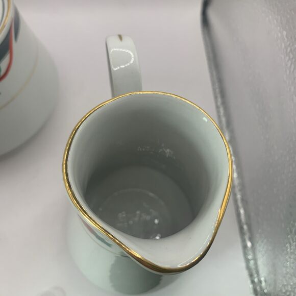 Vintage Tienshan Deck The Halls Christmas China Cream and Sugar Set - Picture 5 of 9